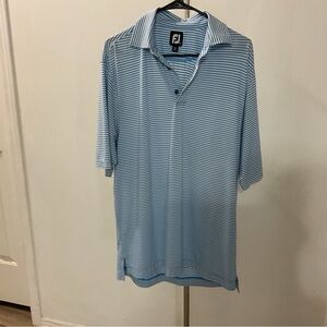 FJ Stripes Polo Golf Blue Short Sleeve  Shirt Size M
